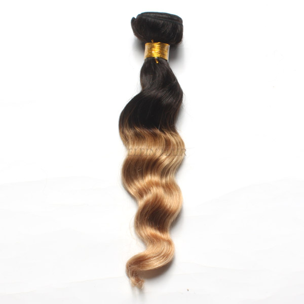 12-26 Inch #1b/27 Ombre Loose Wave Remy Hair Weave display picture 1